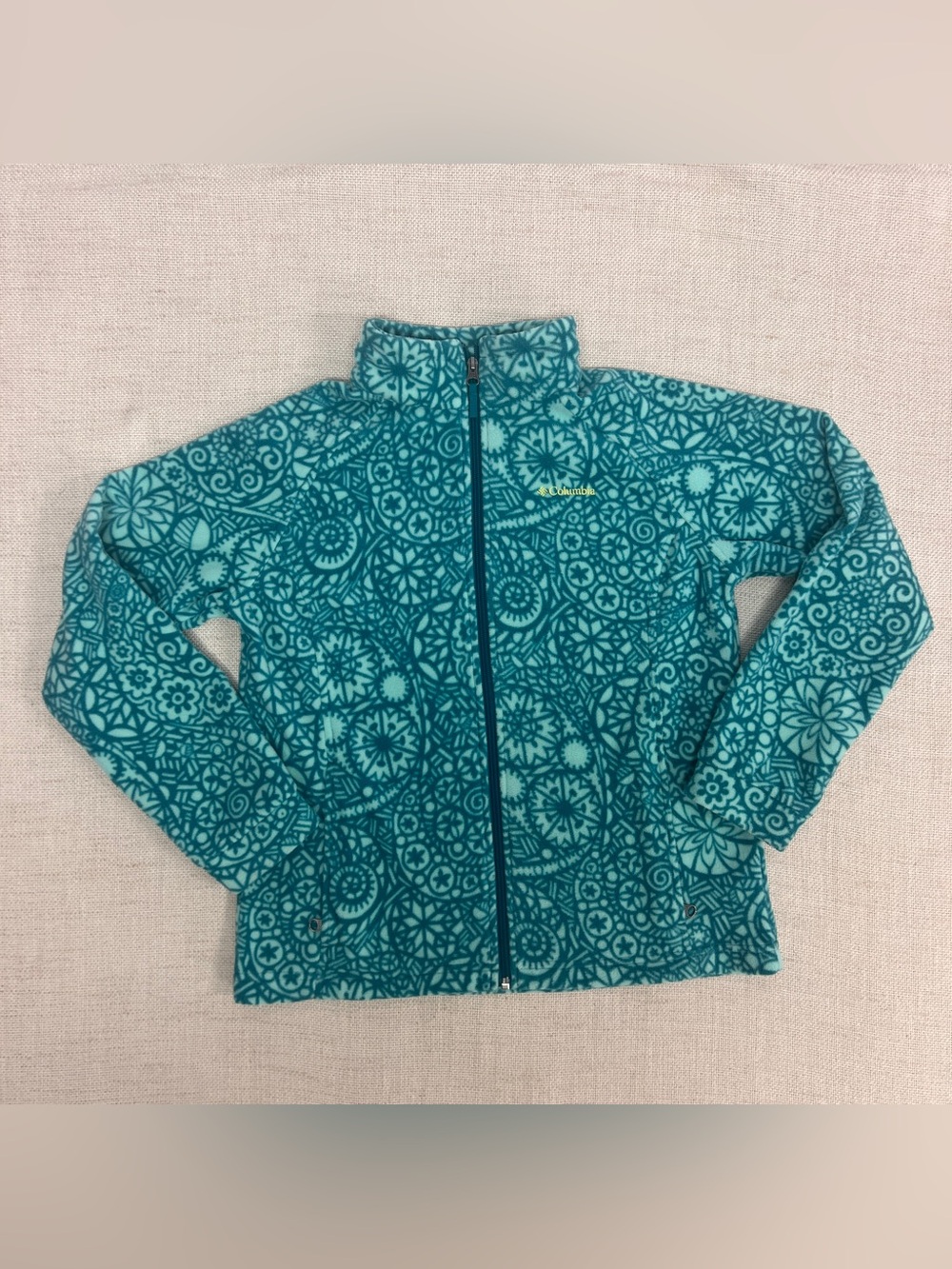 Columbia Girls Benton Springs II Fleece Full Zip Jacket XL 18/20 Teal Floral